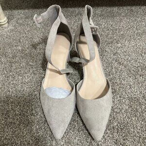 Women's Pointed Toe Pumps Ankle Strap Buckle Chunky Block Heel Dress D'Orsay Sho